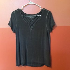 AE Gray Criss Cross Soft and Sexy T-Shirt